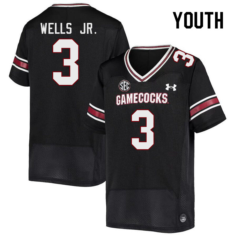 Youth #3 Antwane Wells Jr. South Carolina Gamecocks 2023 College Football Jerseys Stitched-Black